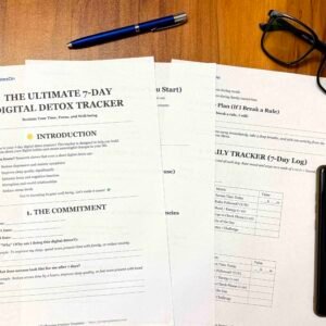 7 day digital detox tracker printable – screen time reduction & mindful phone use planner (pdf)